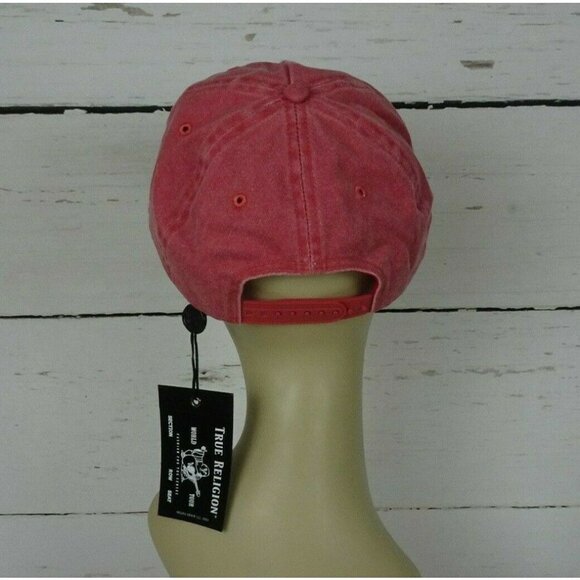 New True Religion Red Baseball Cap Hat Crystal Horseshoe Logo Bling Minimalist - Picture 4 of 12